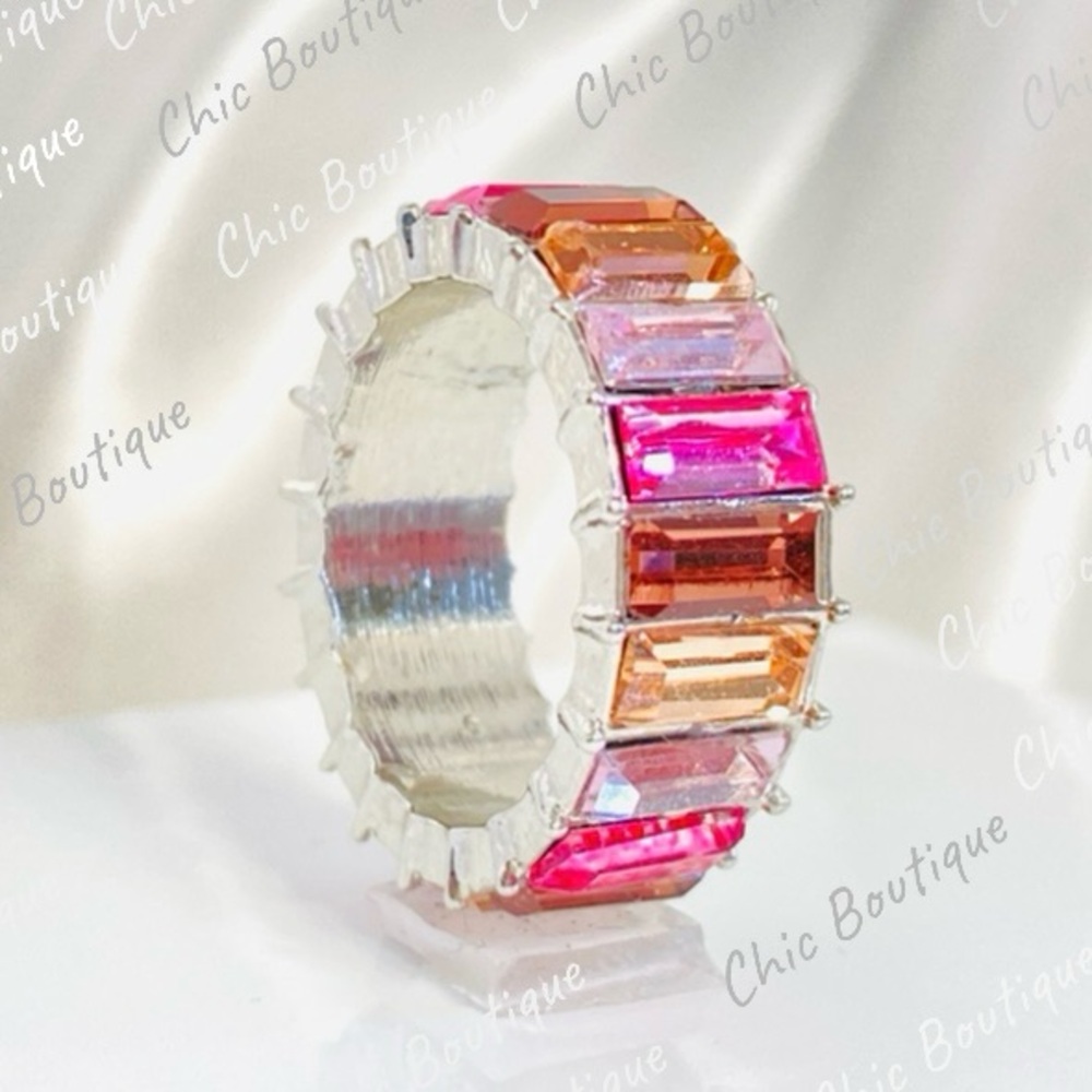 (502) Pink Silver Plated CZ Women's Ring
